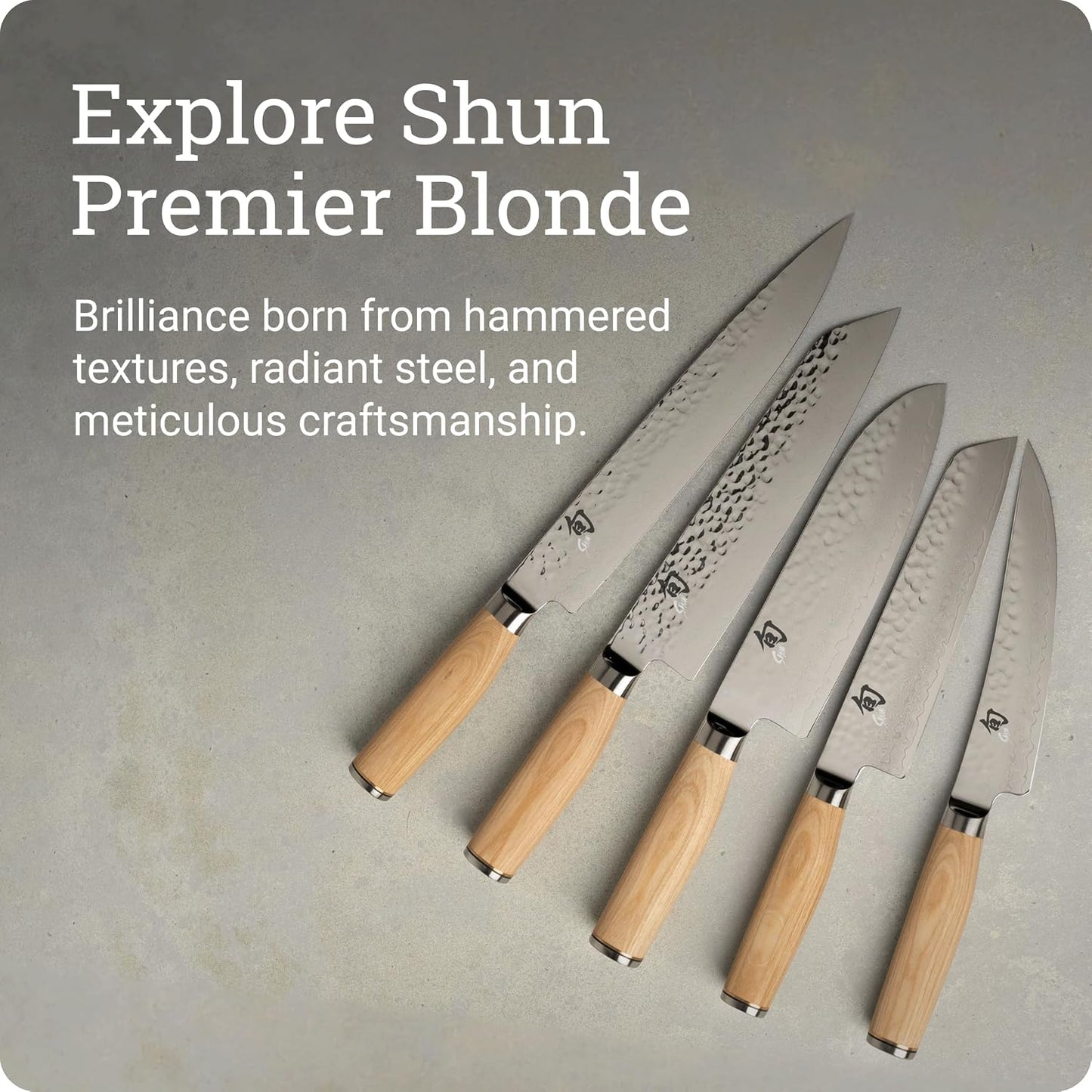 Premier Blonde 4 Piece Steak Knife Set | 5" Knives, Handcrafted Japanese Steak Knife Set, VG-MAX Core, Damascus Stainless Steel Cladding, Pakkawood Handle