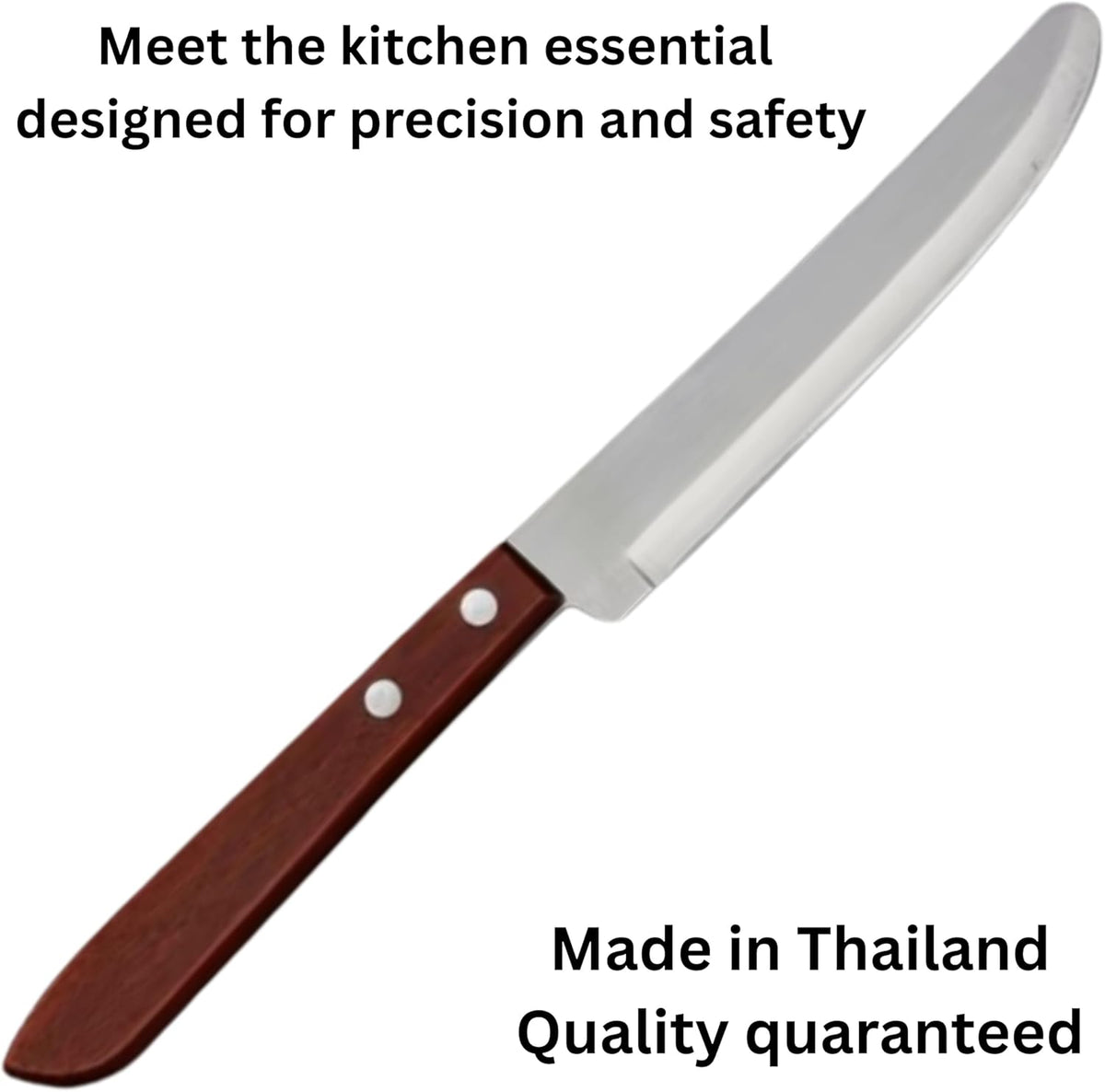 Round Tip Kitchen Knife, Blunt Paring Knife, Safety Knives for Seniors Elderly, Non-Pointed Safety Tip, for Cutting Fruits and Vegetables, Smooth Sharp Blade (One Knife)