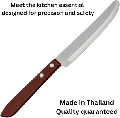 Round Tip Kitchen Knife, Blunt Paring Knife, Safety Knives for Seniors Elderly, Non-Pointed Safety Tip, for Cutting Fruits and Vegetables, Smooth Sharp Blade (One Knife)