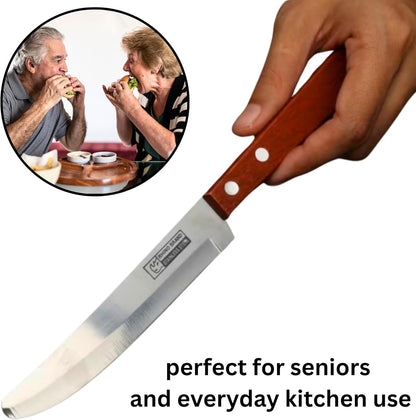 Round Tip Kitchen Knife, Blunt Paring Knife, Safety Knives for Seniors Elderly, Non-Pointed Safety Tip, for Cutting Fruits and Vegetables, Smooth Sharp Blade (One Knife)