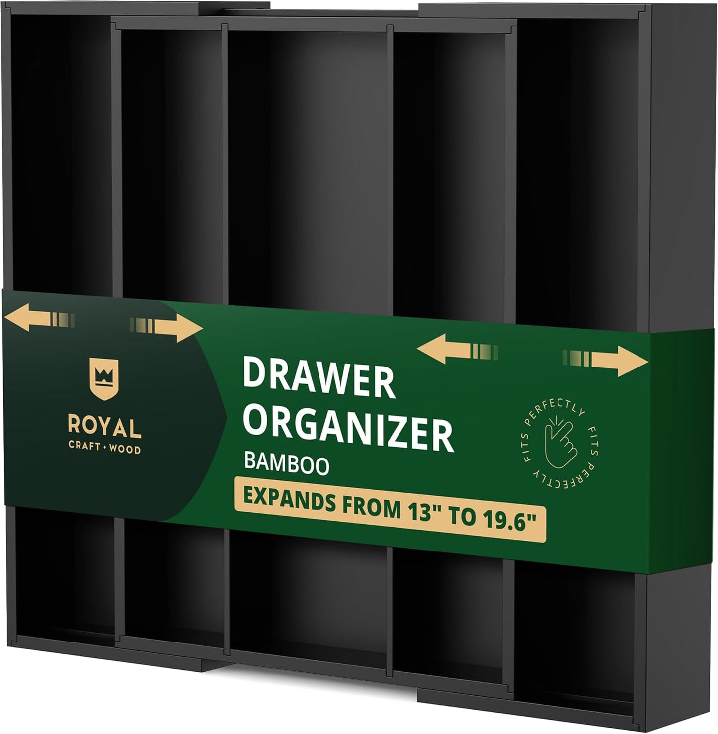 Luxury Bamboo Kitchen Drawer Organizer - Silverware Organizer, Utensil Holder & Cutlery Tray Drawer Dividers for Flatware (9 Slot, Natural)