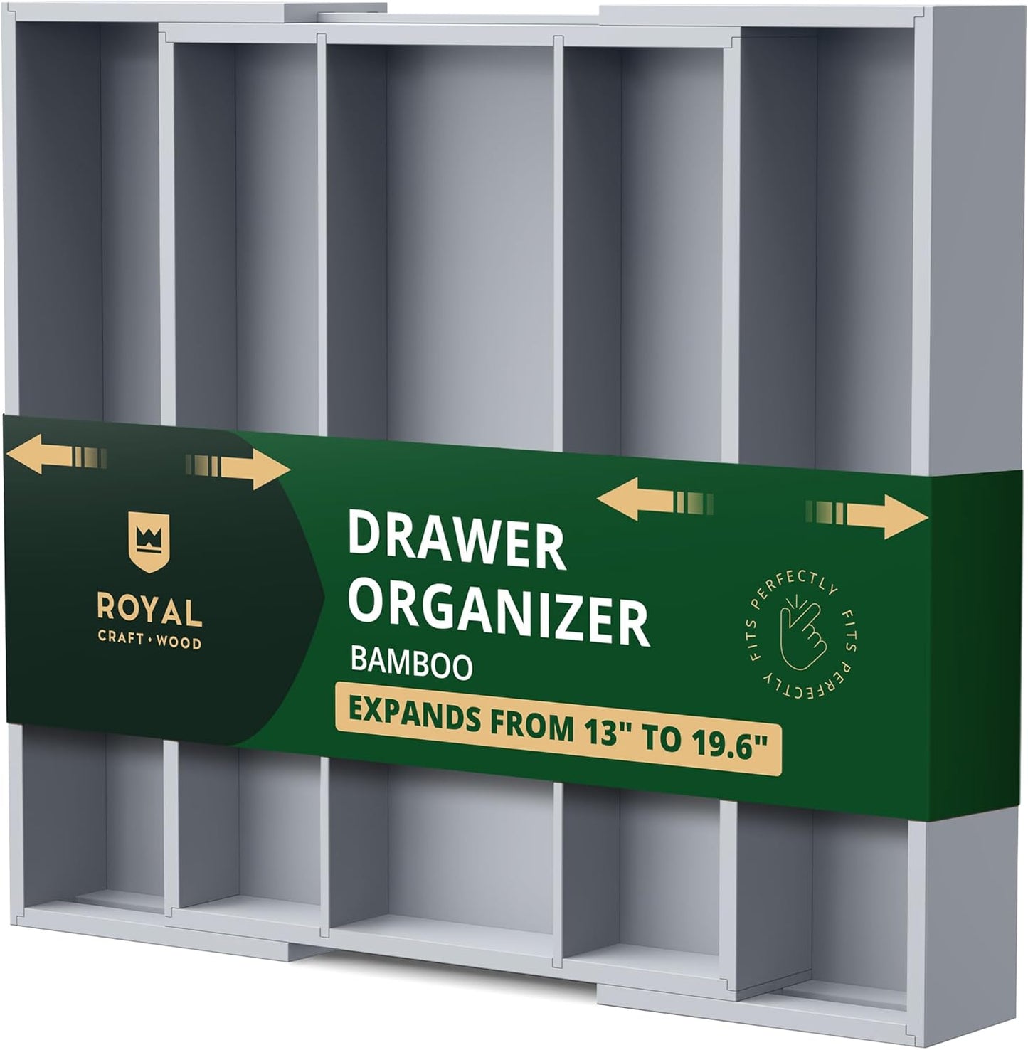Luxury Bamboo Kitchen Drawer Organizer - Silverware Organizer, Utensil Holder & Cutlery Tray Drawer Dividers for Flatware (9 Slot, Natural)