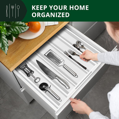 Luxury Bamboo Kitchen Drawer Organizer - Silverware Organizer, Utensil Holder & Cutlery Tray Drawer Dividers for Flatware (9 Slot, Natural)
