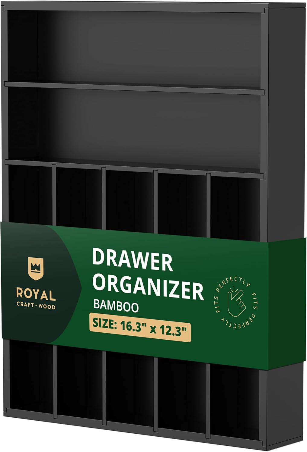 Luxury Bamboo Kitchen Drawer Organizer - Silverware Organizer, Utensil Holder & Cutlery Tray Drawer Dividers for Flatware (9 Slot, Natural)