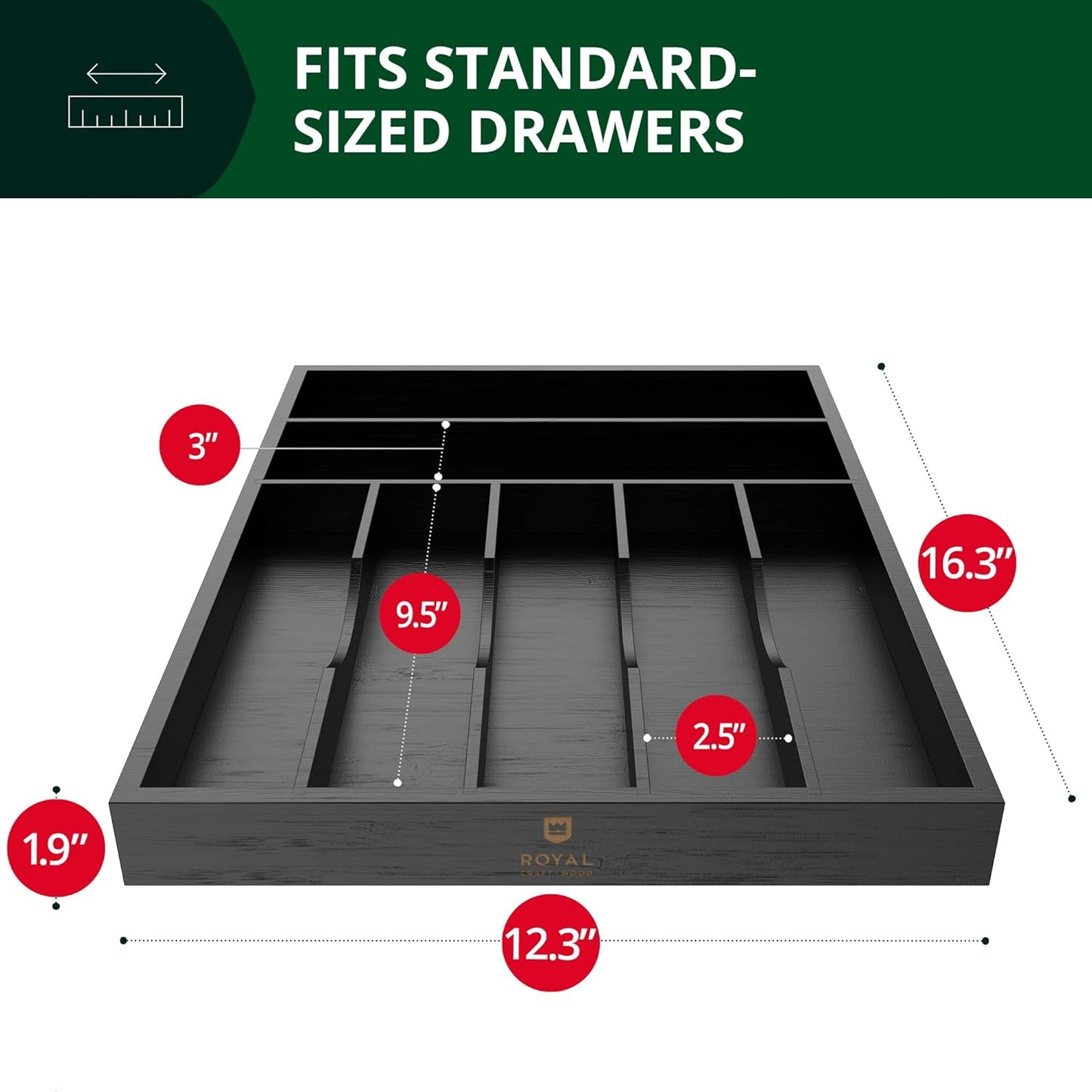 Luxury Bamboo Kitchen Drawer Organizer - Silverware Organizer, Utensil Holder & Cutlery Tray Drawer Dividers for Flatware (9 Slot, Natural)