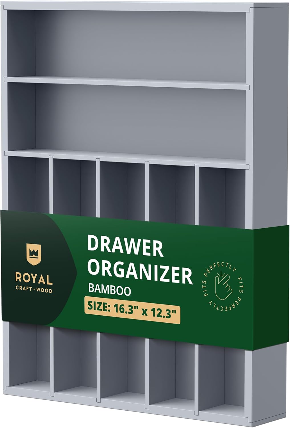 Luxury Bamboo Kitchen Drawer Organizer - Silverware Organizer, Utensil Holder & Cutlery Tray Drawer Dividers for Flatware (9 Slot, Natural)