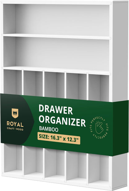 Luxury Bamboo Kitchen Drawer Organizer - Silverware Organizer, Utensil Holder & Cutlery Tray Drawer Dividers for Flatware (9 Slot, Natural)