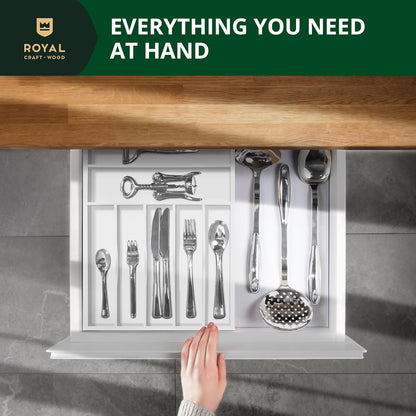Luxury Bamboo Kitchen Drawer Organizer - Silverware Organizer, Utensil Holder & Cutlery Tray Drawer Dividers for Flatware (9 Slot, Natural)
