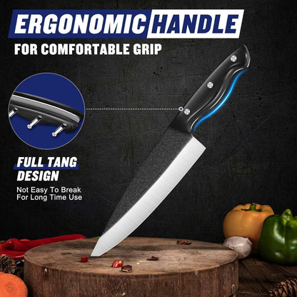 Butcher Knife Set of 5- Japanese Knife Set for Meat Cutting, Hand Forged Viking Knives Sets with Meat Cleaver, Heavy-Duty Kitchen Knives Sets for Bone BBQ Vegetable, Gifts for Men