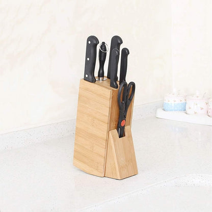 Knife Block,6 Slot Universal Knife Block without Knives,Countertop Butcher Block Knife Holder and Organizer with Wide Slots for Easy Kitchen Knife Storage, Knife Block,6 Slot Universal Knife Bloc