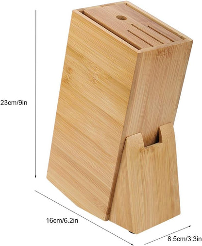 Knife Block,6 Slot Universal Knife Block without Knives,Countertop Butcher Block Knife Holder and Organizer with Wide Slots for Easy Kitchen Knife Storage, Knife Block,6 Slot Universal Knife Bloc