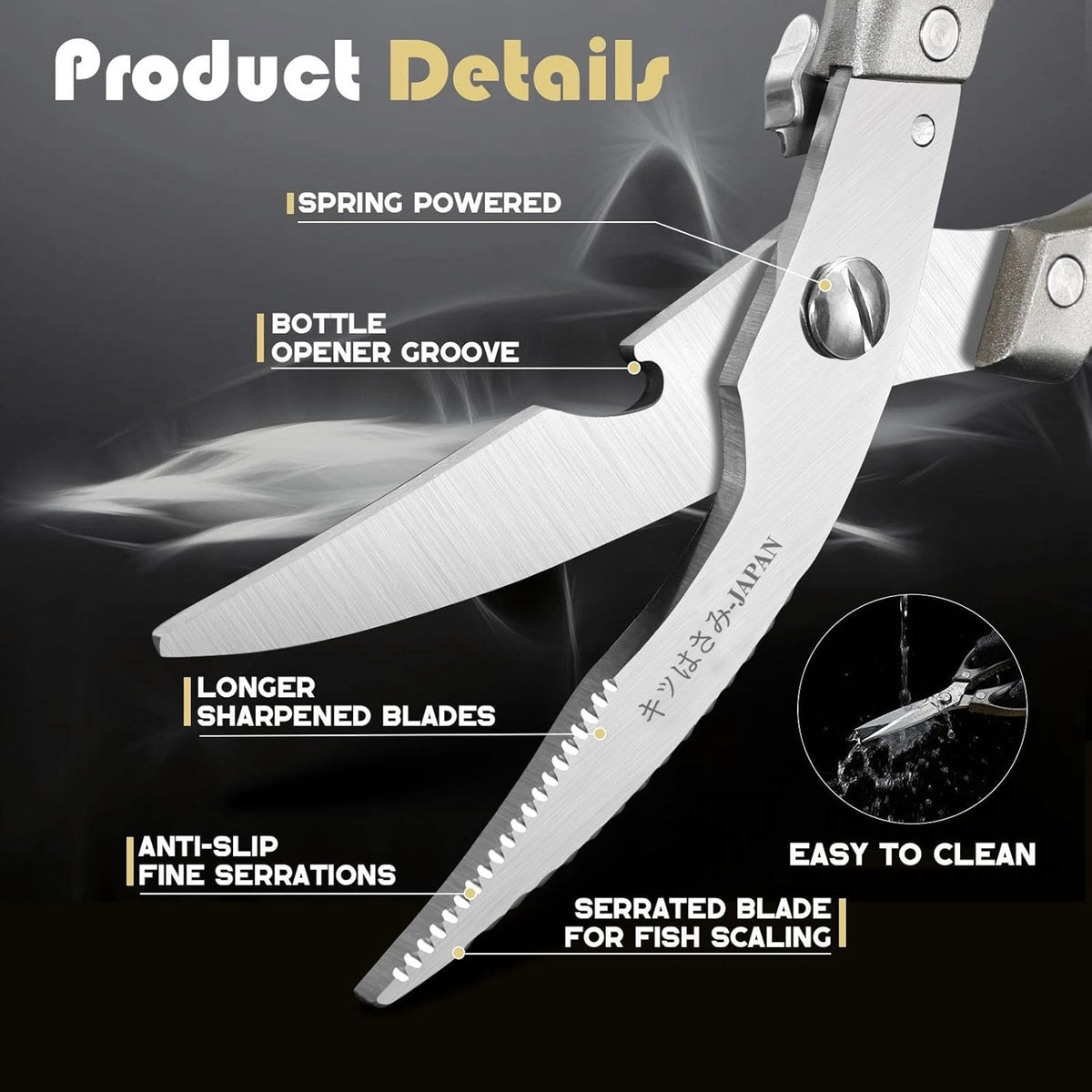 Huusk Kitchen Scissors Set Heavy Duty Spring Loaded All Purpose for Food