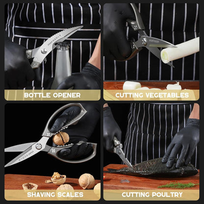 Huusk Kitchen Scissors Set Heavy Duty Spring Loaded All Purpose for Food