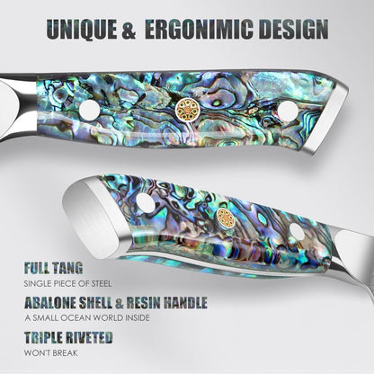 Damascus Kiritsuke Knife 8 inch, Professional Chef Knife, Sharp Hand-Forged Kitchen Knives,Japanese 67-Layers Damascus Steel Cooking Knife,Ergonomic Abalone Shell Ressin Handle with Gift Box