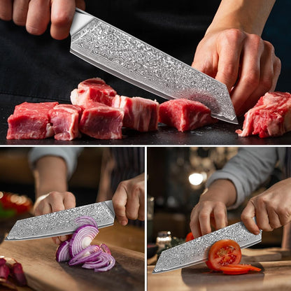 Damascus Kiritsuke Knife 8 inch, Professional Chef Knife, Sharp Hand-Forged Kitchen Knives,Japanese 67-Layers Damascus Steel Cooking Knife,Ergonomic Abalone Shell Ressin Handle with Gift Box