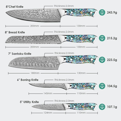 Damascus Kiritsuke Knife 8 inch, Professional Chef Knife, Sharp Hand-Forged Kitchen Knives,Japanese 67-Layers Damascus Steel Cooking Knife,Ergonomic Abalone Shell Ressin Handle with Gift Box