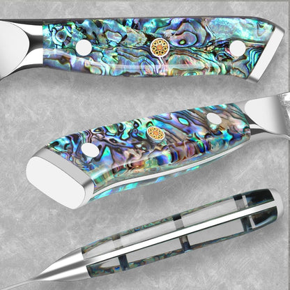 Damascus Kiritsuke Knife 8 inch, Professional Chef Knife, Sharp Hand-Forged Kitchen Knives,Japanese 67-Layers Damascus Steel Cooking Knife,Ergonomic Abalone Shell Ressin Handle with Gift Box