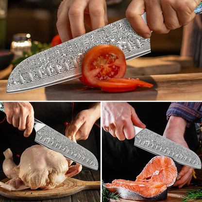 Damascus Kiritsuke Knife 8 inch, Professional Chef Knife, Sharp Hand-Forged Kitchen Knives,Japanese 67-Layers Damascus Steel Cooking Knife,Ergonomic Abalone Shell Ressin Handle with Gift Box
