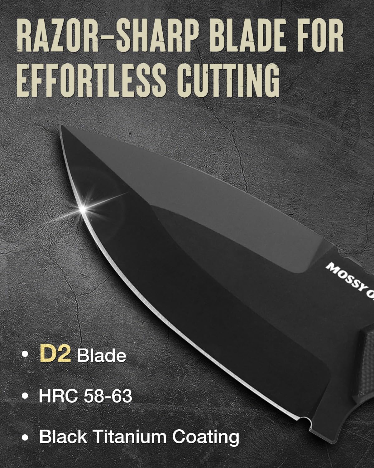 8 Inch Fixed Blade Knife with Kydex Sheath | D2 Steel Full Tang Outdoor Camping Knife, G10 Handle for Bushcraft, Survival, Camping, Hiking