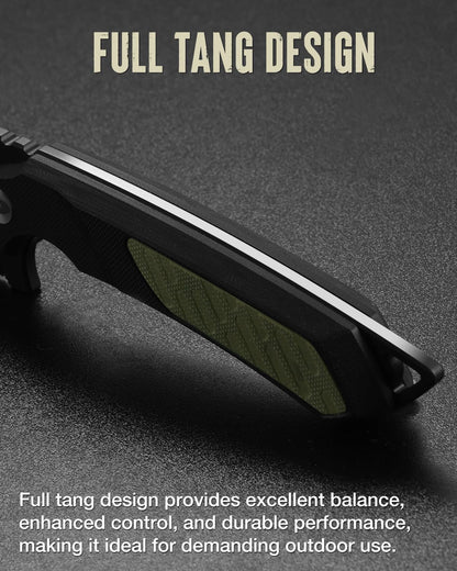8 Inch Fixed Blade Knife with Kydex Sheath | D2 Steel Full Tang Outdoor Camping Knife, G10 Handle for Bushcraft, Survival, Camping, Hiking
