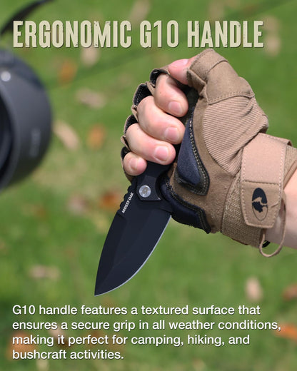 8 Inch Fixed Blade Knife with Kydex Sheath | D2 Steel Full Tang Outdoor Camping Knife, G10 Handle for Bushcraft, Survival, Camping, Hiking