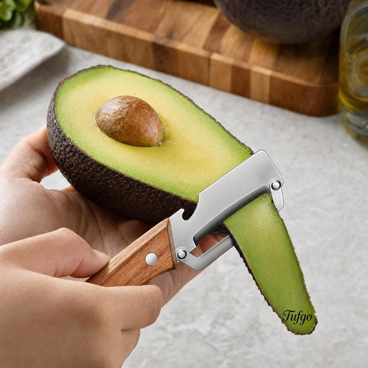Pack of 2 Multifunctional Vegetable Peeler with Stainless Steel Blade 2-in-1 Wood Handle Kitchen Tool for Potato, Carrot, Zucchini, Papaya, Sugar Cane Peeling Veggie Peeler
