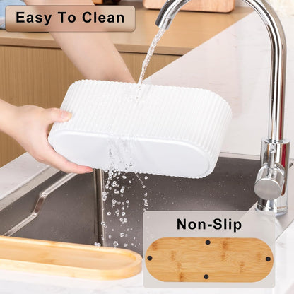 White Countertop Silverware Holder: Cutlery Caddy w/3 Compartment | Large Size-Easy Clean-Anti-slip-Kitchen Utensil Holder-Ideal for Fork/Spoon/Knife/Pen Pencil-Silverware Caddy Organizer
