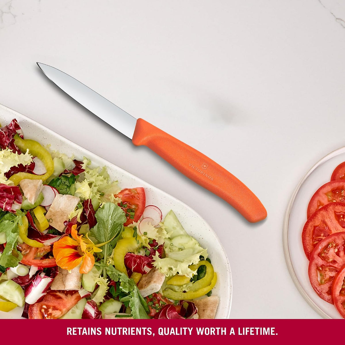 Swiss Classic 3.25 Inch Straight Edge Spear Point Paring Knife - Orange