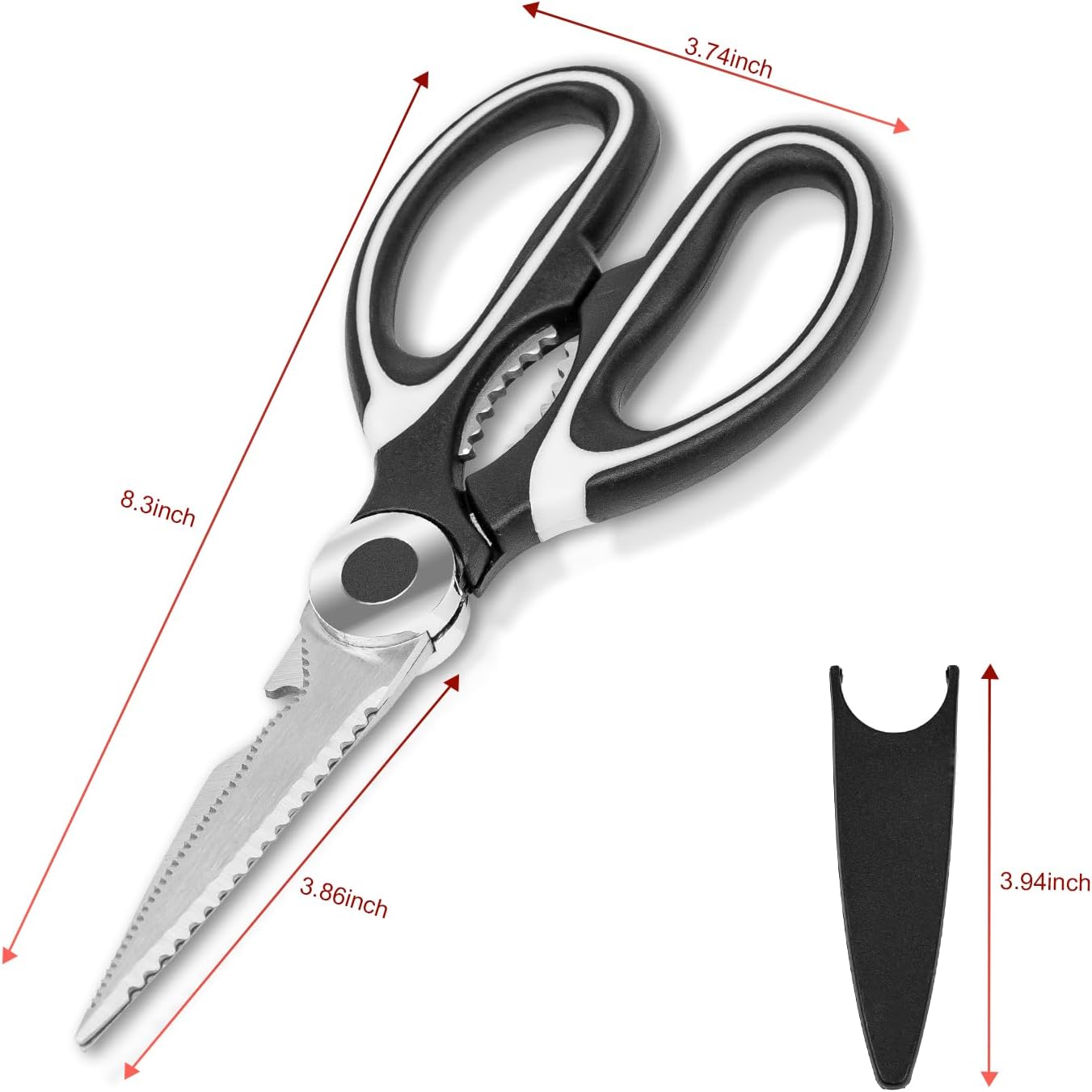 2-Pack Kitchen Scissors Heavy Duty, Premium Sharp Kitchen Shears for Food, Fish, Meat, Bones, Poultry and Vegetables with Strong Stainless Steel Blades Multi Purpose Cooking Scissors