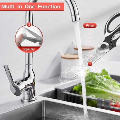 2-Pack Kitchen Scissors Heavy Duty, Premium Sharp Kitchen Shears for Food, Fish, Meat, Bones, Poultry and Vegetables with Strong Stainless Steel Blades Multi Purpose Cooking Scissors