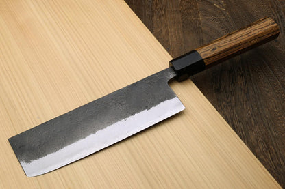 Yoshihiro Nashiji High Carbon White Steel #2 Japanese Nakiri Vegetable Knife with Cocobolo Wood Handle (6.5'' (165mm) & Saya)