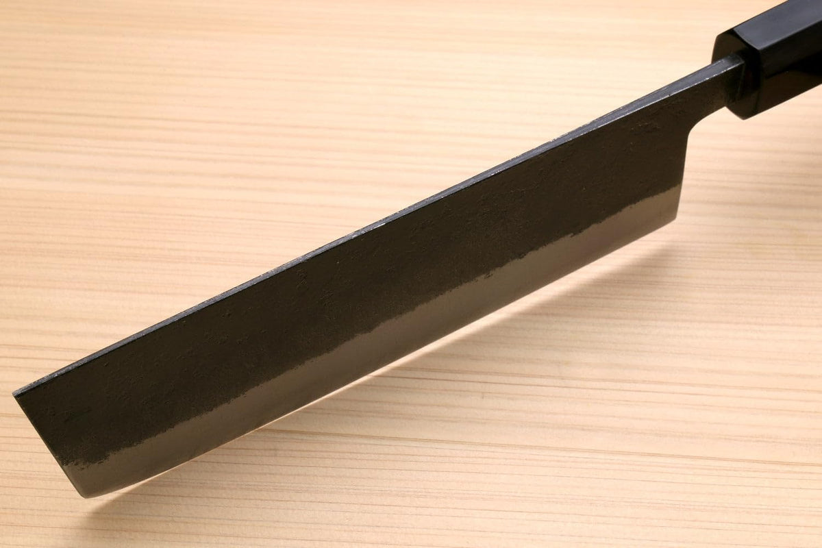Yoshihiro Nashiji High Carbon White Steel #2 Japanese Nakiri Vegetable Knife with Cocobolo Wood Handle (6.5'' (165mm) & Saya)