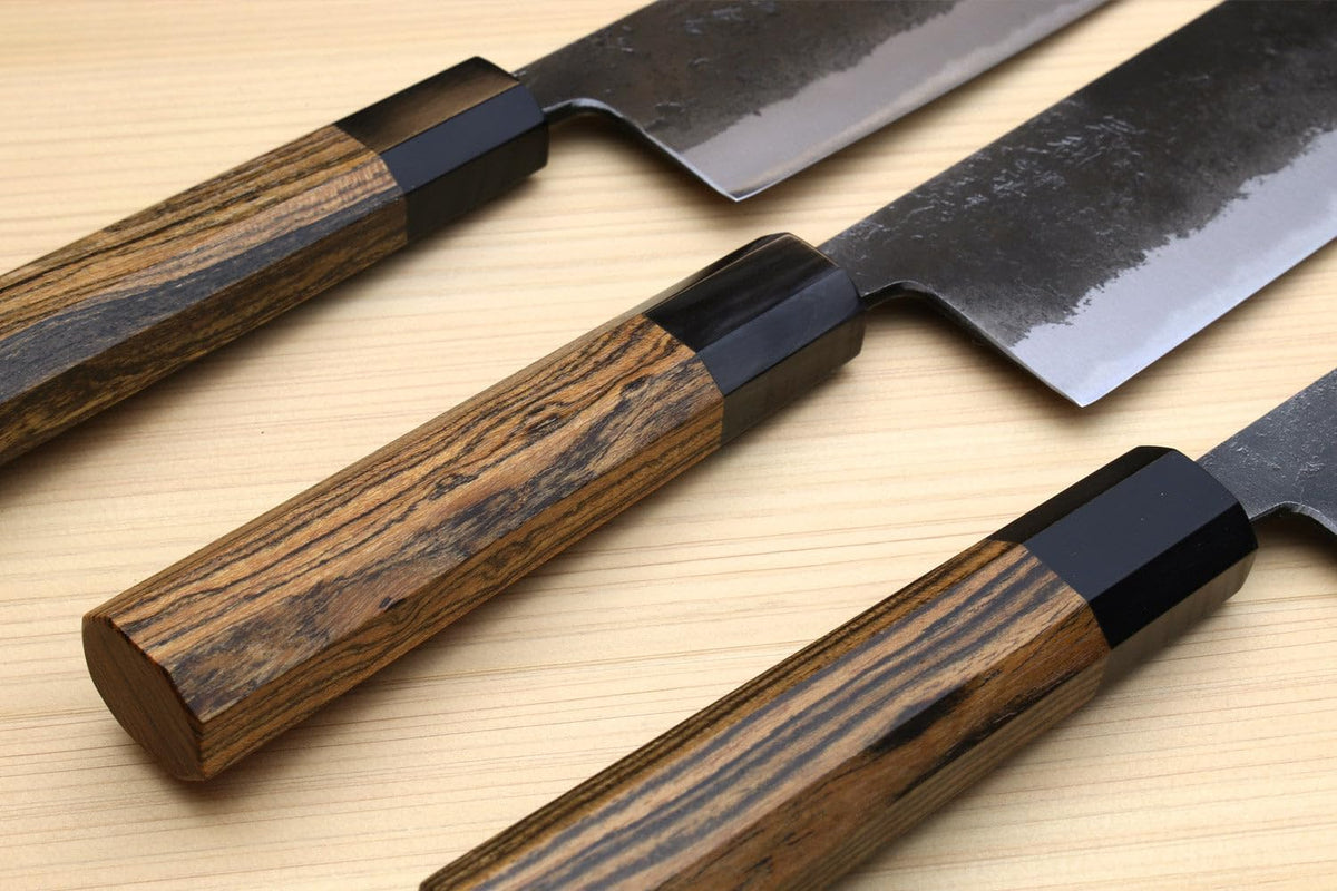 Yoshihiro Nashiji High Carbon White Steel #2 Japanese Nakiri Vegetable Knife with Cocobolo Wood Handle (6.5'' (165mm) & Saya)