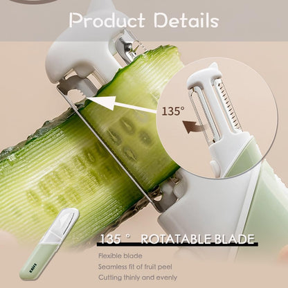 5-in-1 Fruit Knife & Vegetable Peeler, Foldable Multi-Tool with Bottle Opener & Serrated Blade for Home, Dorm, Office & Camping