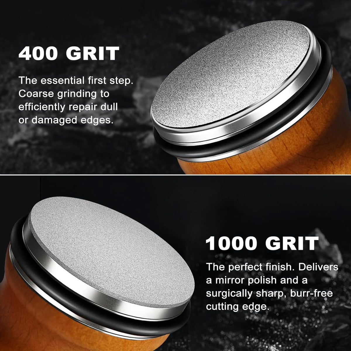 Deefeel Rolling Knife Sharpener Kit - Knife Sharpening with Diamonds for Razor Sharp Edges - Roller with Magnetic Holder with Multi Degrees Kitchen Home Outdoor (Brown-Curve knife sharpener)