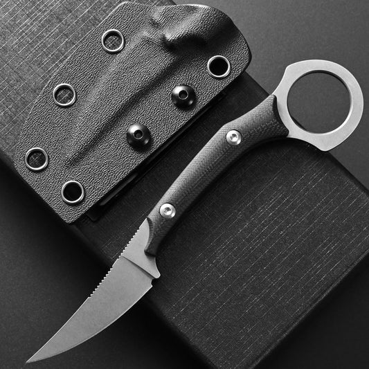 C1150 Fixed Blade Knife D2 Steel Blade G10 Handle Claw Knife for Outdoor EDC Tool Camping Hiking(Silver)