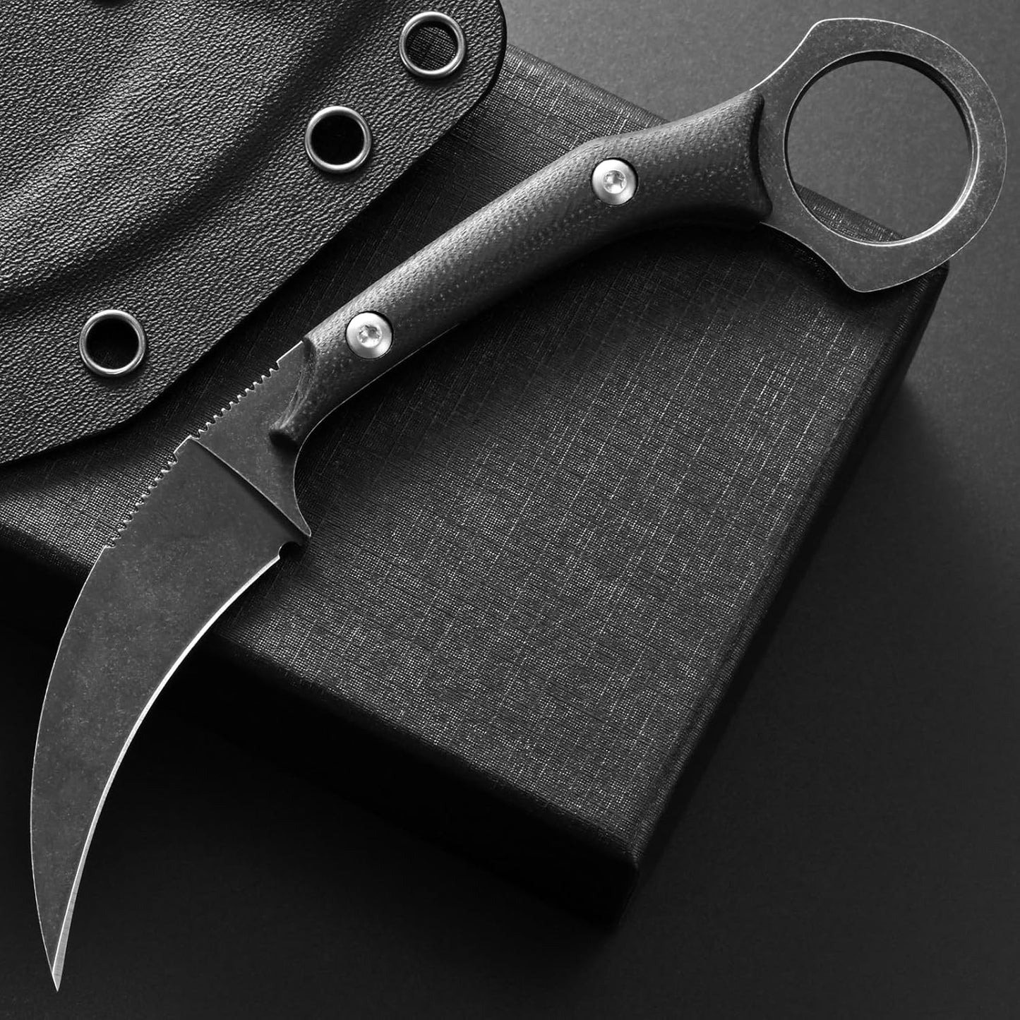 C1150 Fixed Blade Knife D2 Steel Blade G10 Handle Claw Knife for Outdoor EDC Tool Camping Hiking(Silver)