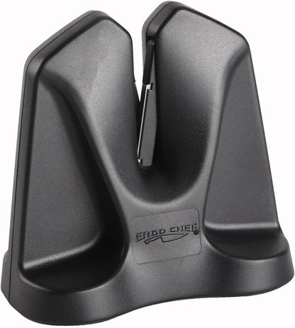 Knife Sharpener FastEdge II with Auto Adjusting Spring Loaded Inserts Knife Sharpener & Hone 2 in 1 System Sharpens and Hones, Ergonomic and Anti-Slip Pads on bottom (Black)