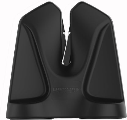 Knife Sharpener FastEdge II with Auto Adjusting Spring Loaded Inserts Knife Sharpener & Hone 2 in 1 System Sharpens and Hones, Ergonomic and Anti-Slip Pads on bottom (Black)