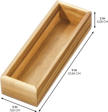 Acacia Wood Kitchen Drawer Organizer - Set of 3 - Natural | Kitchen and Pantry