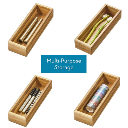 Acacia Wood Kitchen Drawer Organizer - Set of 3 - Natural | Kitchen and Pantry