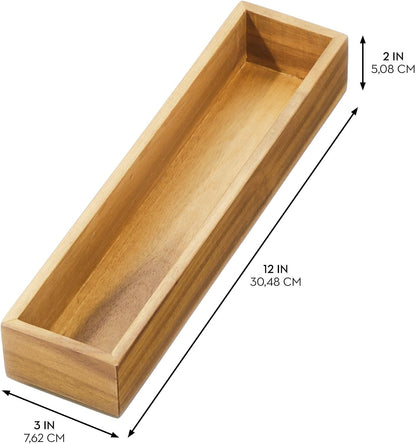 Acacia Wood Kitchen Drawer Organizer - Set of 3 - Natural | Kitchen and Pantry