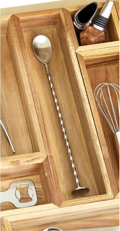 Acacia Wood Kitchen Drawer Organizer - Set of 3 - Natural | Kitchen and Pantry