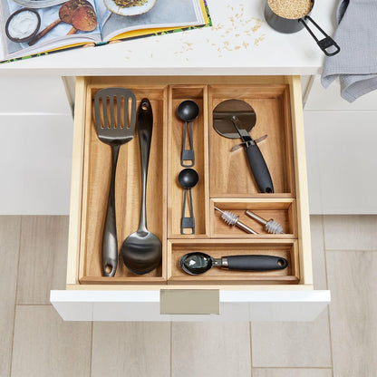 Acacia Wood Kitchen Drawer Organizer - Set of 3 - Natural | Kitchen and Pantry