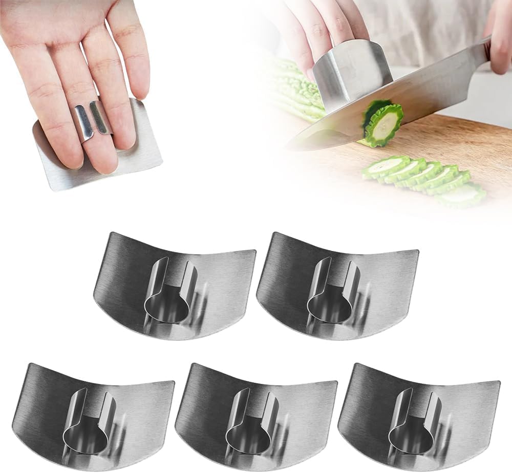 Stainless Steel Finger Guard, Multifunctional Finger Protector for Cutting Food Slicing Finger Guard, Protector Avoid Hurting When Slicing and Dicing Kitchen (10Pcs)