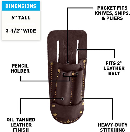 Leather Tool Holsters & Pouches – Hammer, Tape Measure, Utility & Roofer’s Knife Holders – Durable Oil-Tanned Leather for 2" Tool Belts