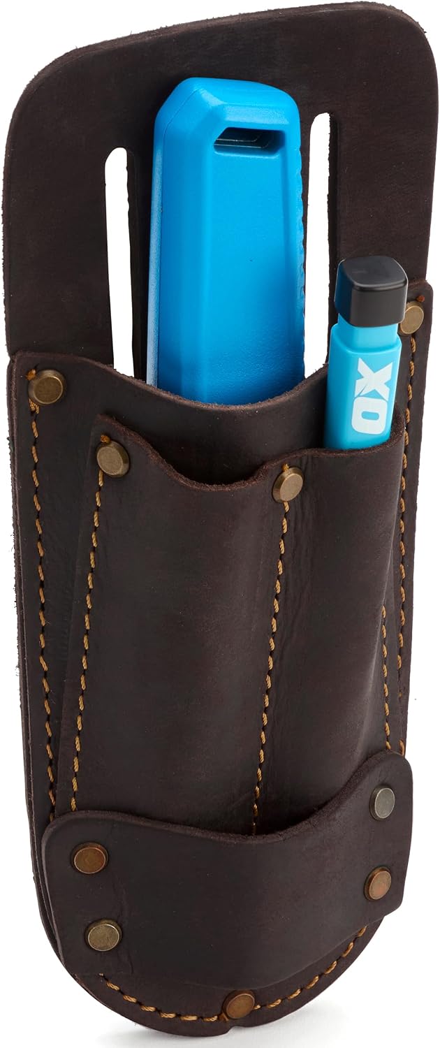 Leather Tool Holsters & Pouches – Hammer, Tape Measure, Utility & Roofer’s Knife Holders – Durable Oil-Tanned Leather for 2" Tool Belts