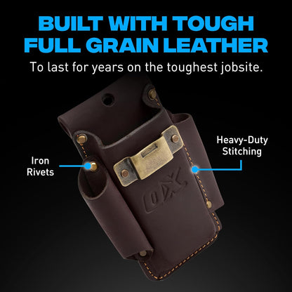 Leather Tool Holsters & Pouches – Hammer, Tape Measure, Utility & Roofer’s Knife Holders – Durable Oil-Tanned Leather for 2" Tool Belts