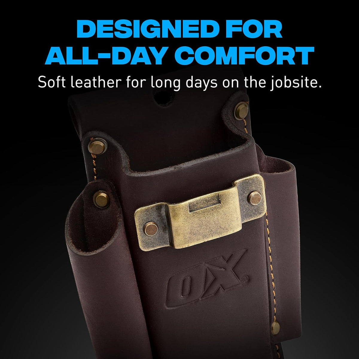 Leather Tool Holsters & Pouches – Hammer, Tape Measure, Utility & Roofer’s Knife Holders – Durable Oil-Tanned Leather for 2" Tool Belts
