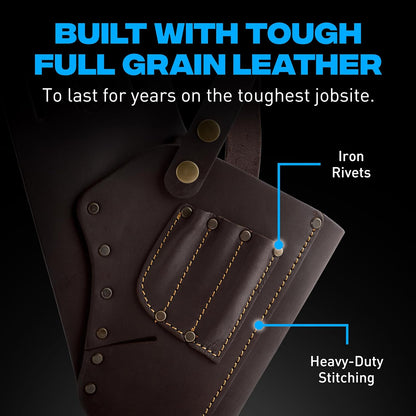 Leather Tool Holsters & Pouches – Hammer, Tape Measure, Utility & Roofer’s Knife Holders – Durable Oil-Tanned Leather for 2" Tool Belts